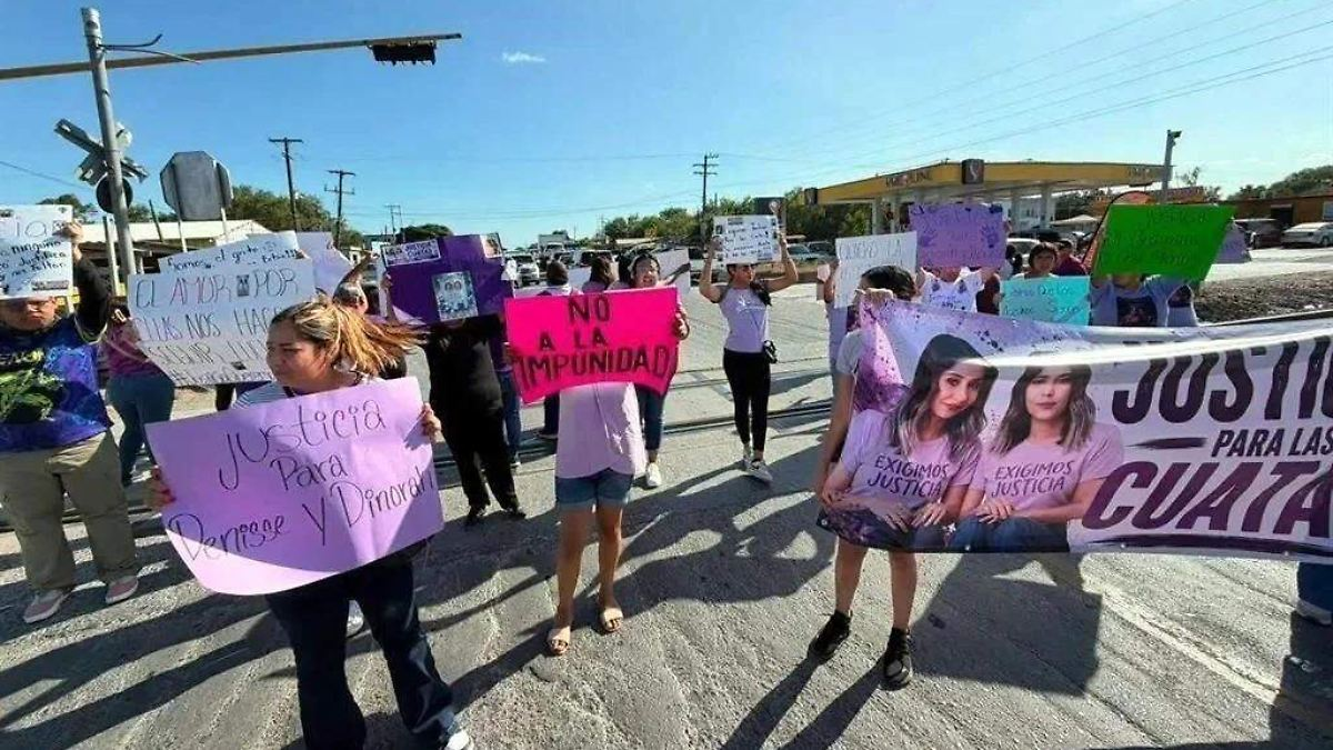 “Justicia para Denisse y Dinora”: bloquean puente internacional en Matamoros, Tamaulipas